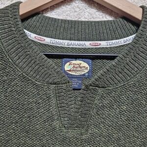 Tommy Bahama Mens Olive Green V-Neck Sweater XXL 100% Cotton Relax Beach Casual